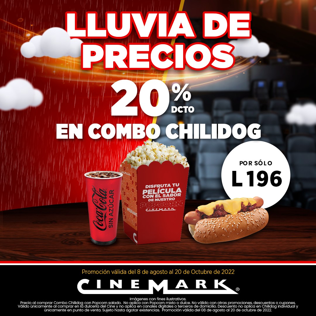 CINEMARK 20% de descuento en Combo Chilidog.