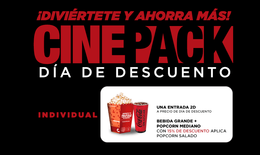 CINEMARK - CINE-PACK INDIVIDUAL DÍA DE DESCUENTO.
